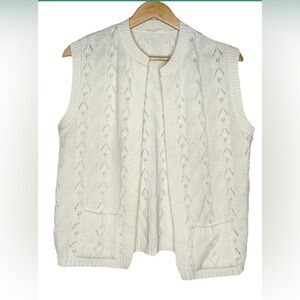 Vintage GrandmaCore Open Sweater Vest Ivory Medium/Large